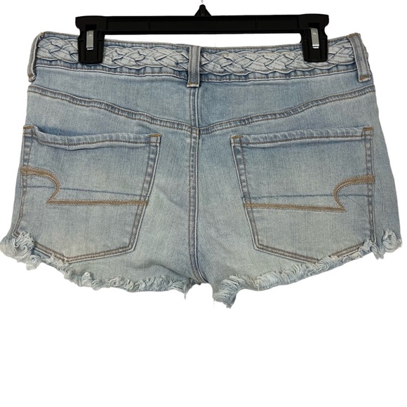 AMERICAN EAGLE OUTFITTERS Hi Rise SHORTIE Button Fly Distressed Jean Shorts sz 6 - Picture 14 of 15